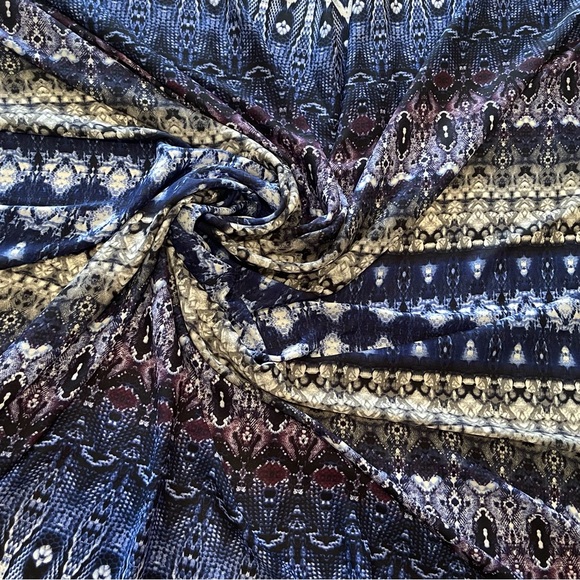 Blue Multicolor Mixed Design Bohemian Sheer Chiffon Georgette Fabric - Picture 1 of 1